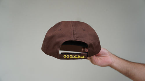 Back view of the brown Discovery hat with adjustable GOODCALL backstrap